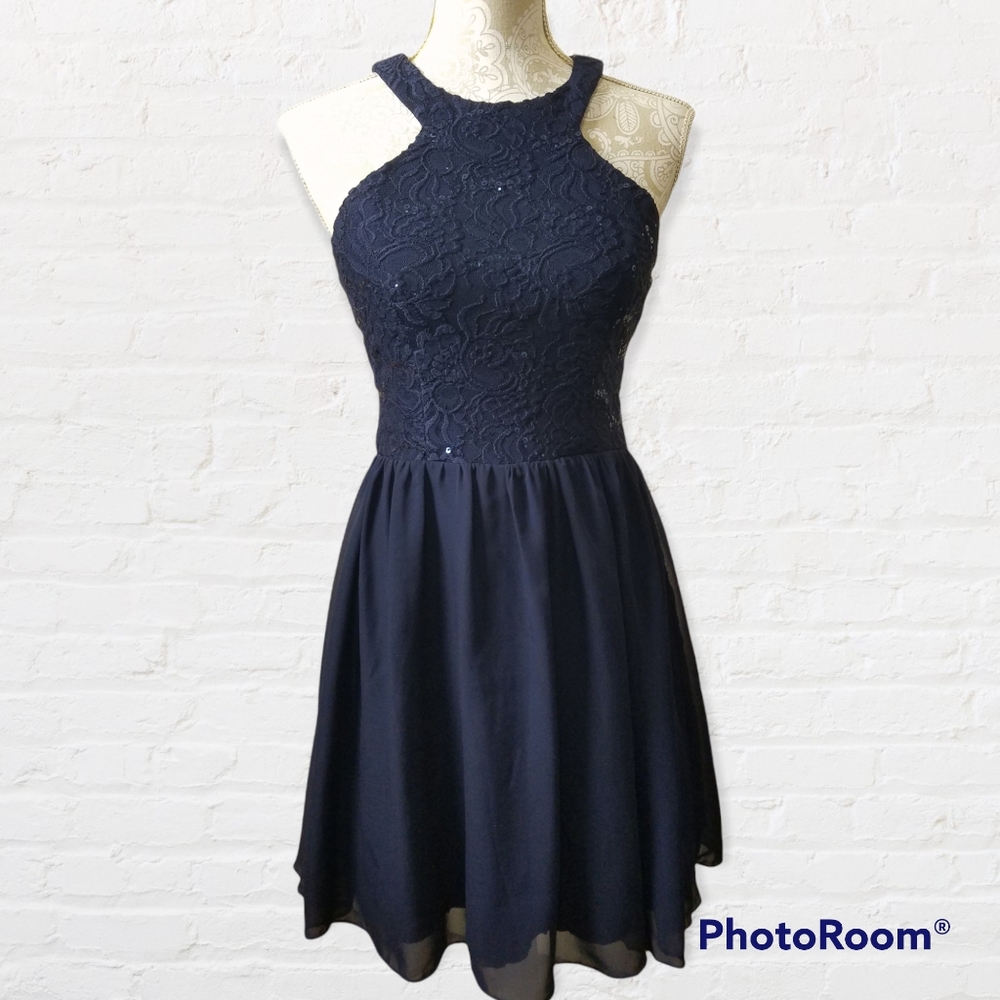 Speechless Core Social blue sequined party/prom dress size 11 NWT